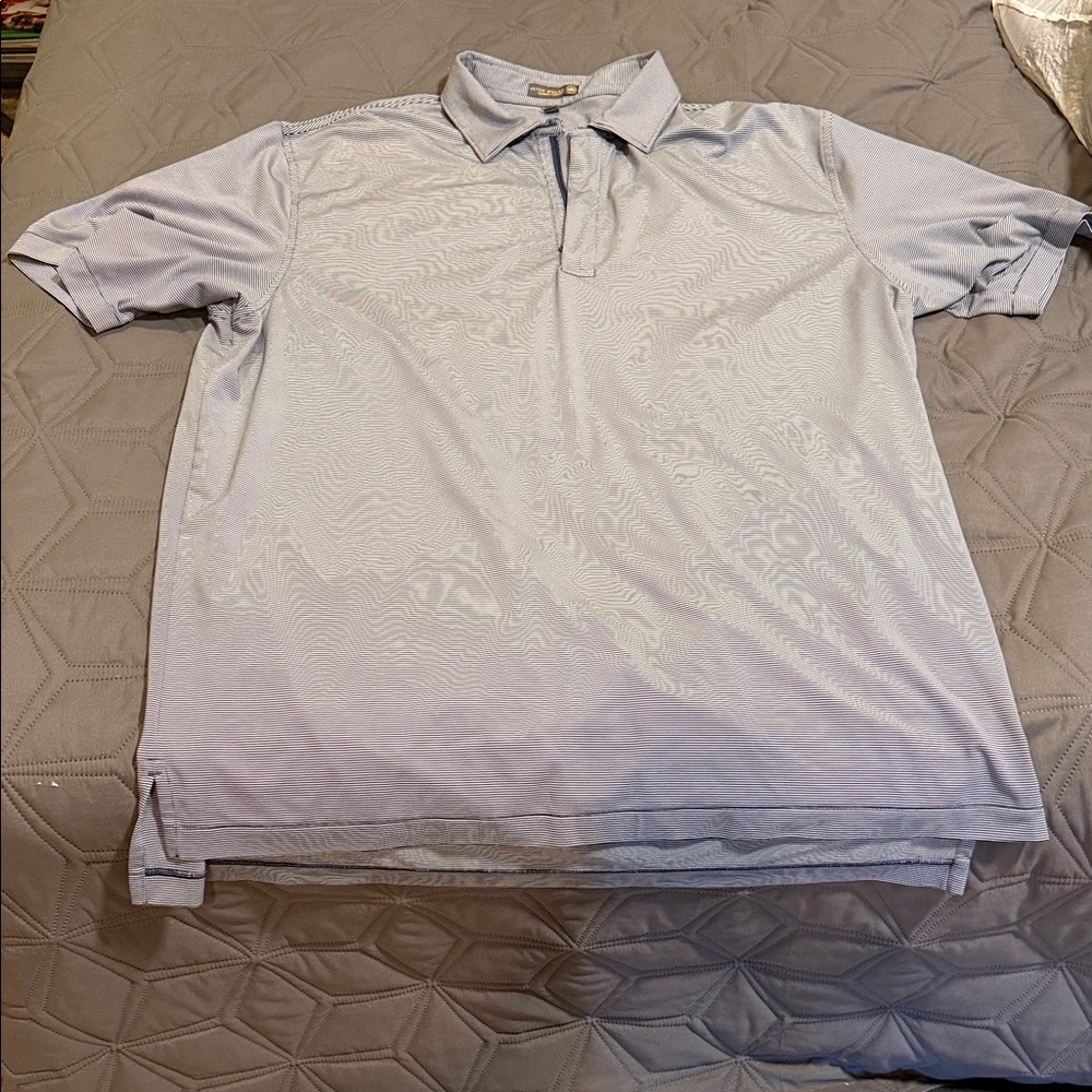 Peter Millar Men's blue/white striped Polo Shirt
